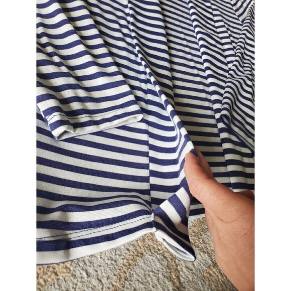 Christopher & Banks Cardigan Women's XL Knit‎ Blue & White Striped Nautical EUC - Picture 3 of 8